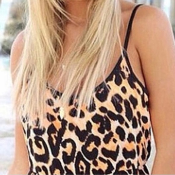 Unique Leopard Open Back Spaghetti Straps Soo Soft Silky Fill Romper/1pc/jumper - Picture 3 of 6